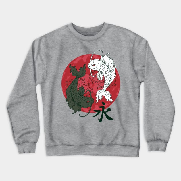 Red Moon Koi Fish Crewneck Sweatshirt by zuksone